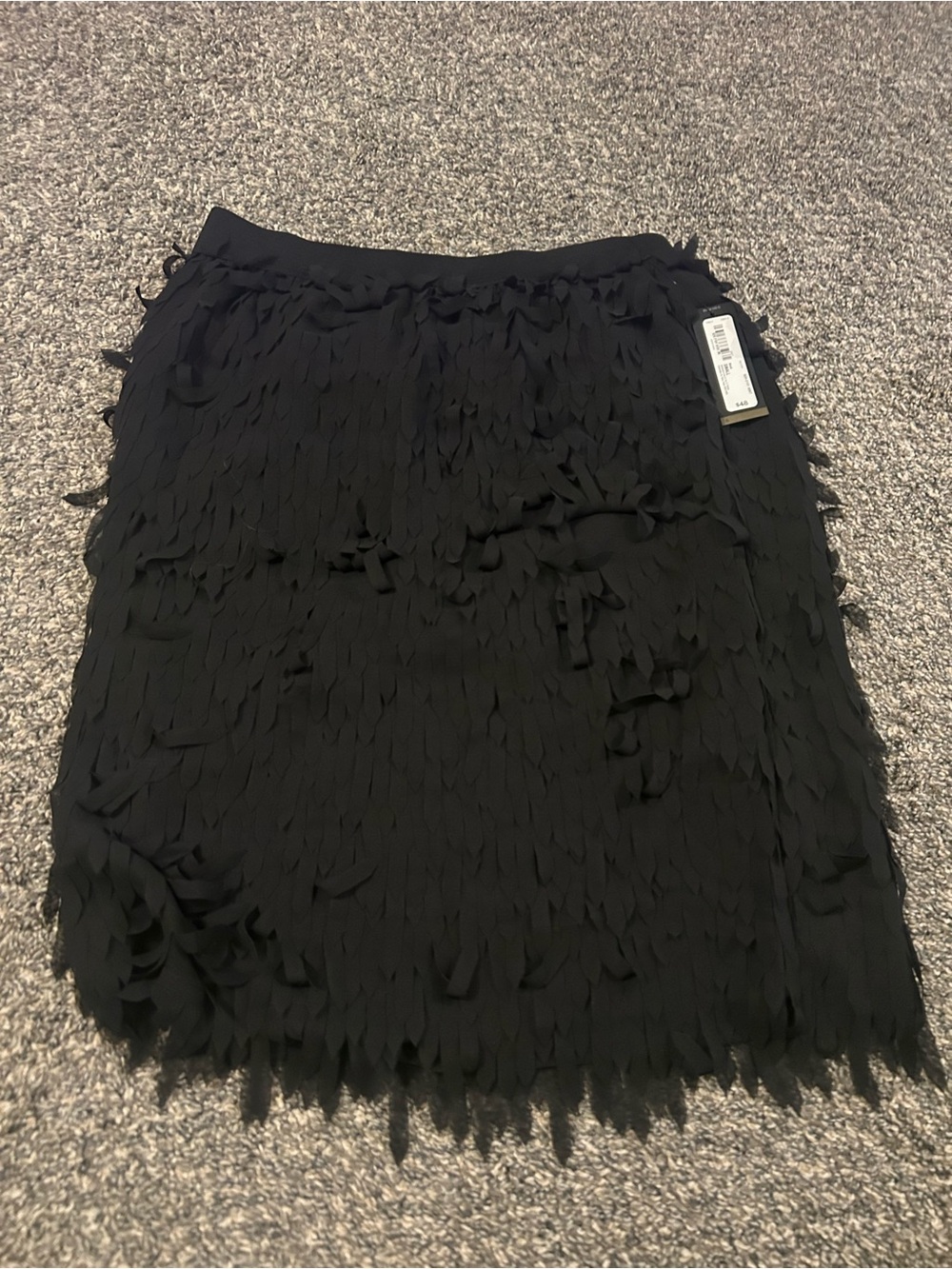 Worthington Black Layered Fringe Pencil Skirt